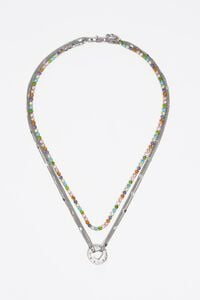 Silver logo multi-chain necklace