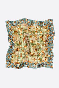 Watercolor floral and checked scarf