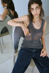 Dark gray openwork metallic top