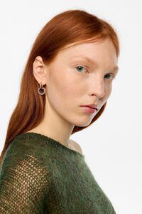 Black logo double-hoop earrings