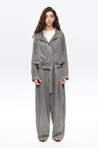 Washed light gray fluid denim jacket