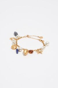 Matte gold pearl and seashell bracelet