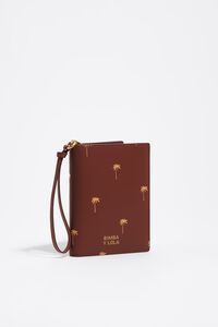 Walnut leather passport cover