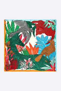 Green animals and tropical vegetation scarf