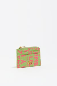 Pink lime leather card holder/coin purse
