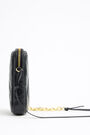 Black padded leather phone minibag Black padded leather phone minibag