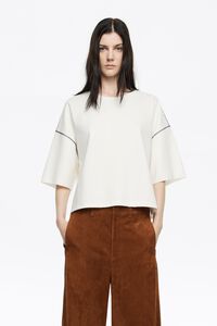 Ivory ponte di roma T-shirt with stitching Ivory ponte di roma T-shirt with stitching