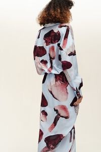 Light blue fungi cupro wrap dress with ruching