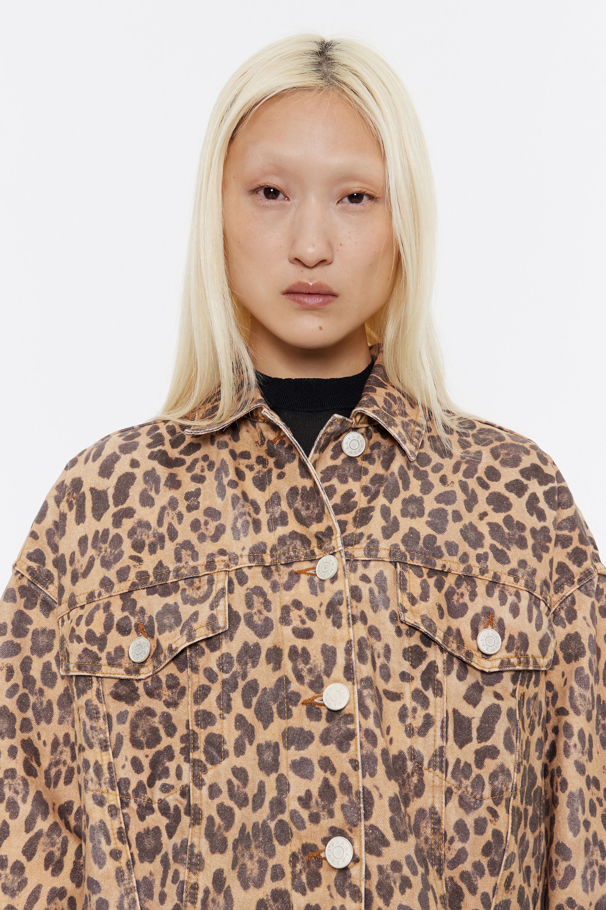 Denim jacket leopard best sale