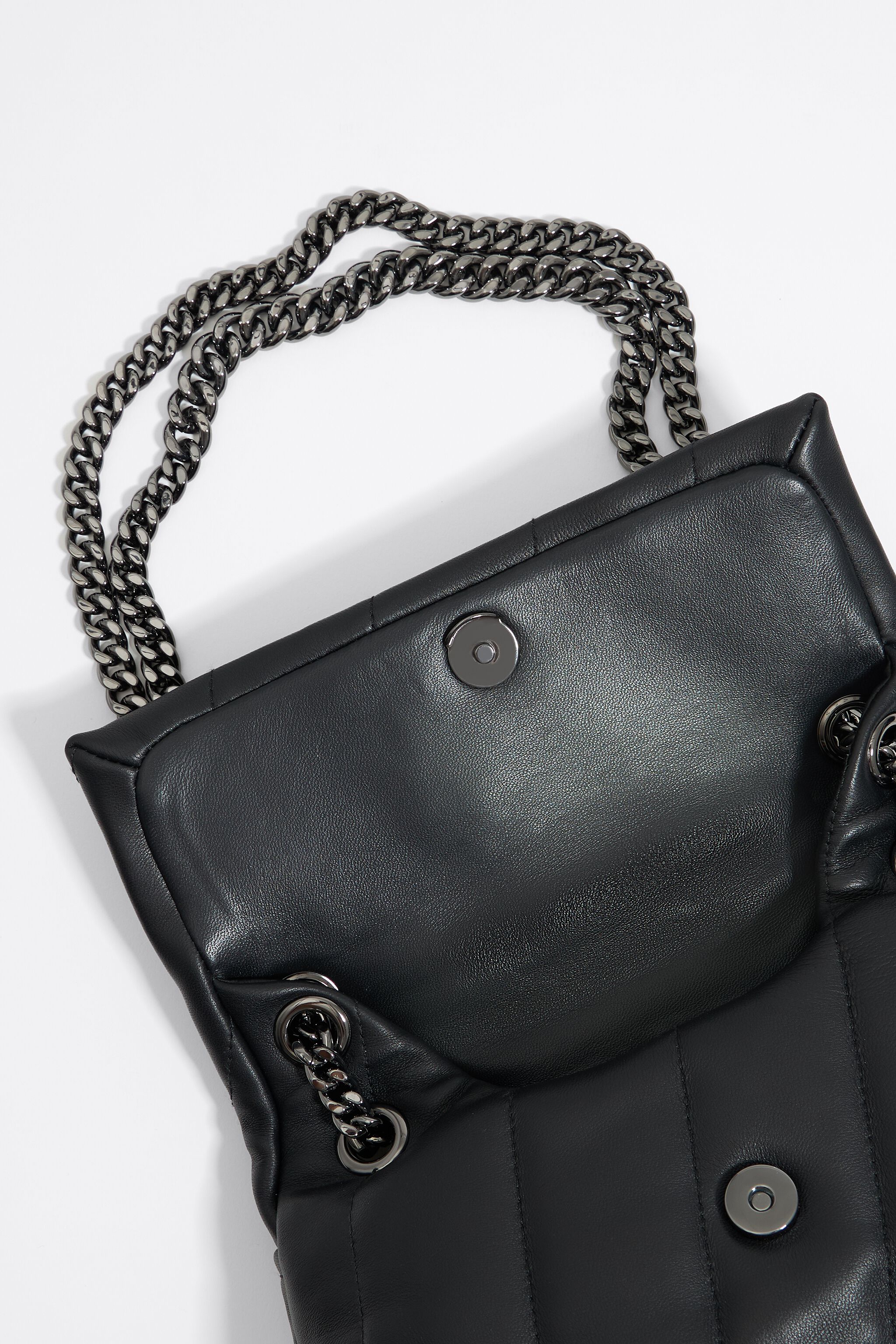 Small black leather crossbody flap bag