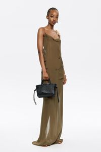 Black plaited leather mini bag