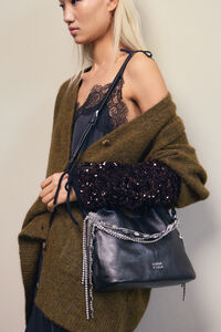 Small black leather Party Paper bag