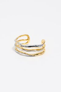 Textured two-tone triple rigid bracelet