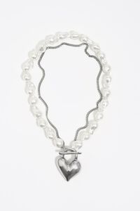 Silver padlock heart pearl necklace Silver padlock heart pearl necklace
