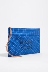 Electric blue zip clutch