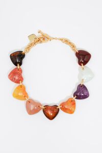Multi amber resin hearts necklace