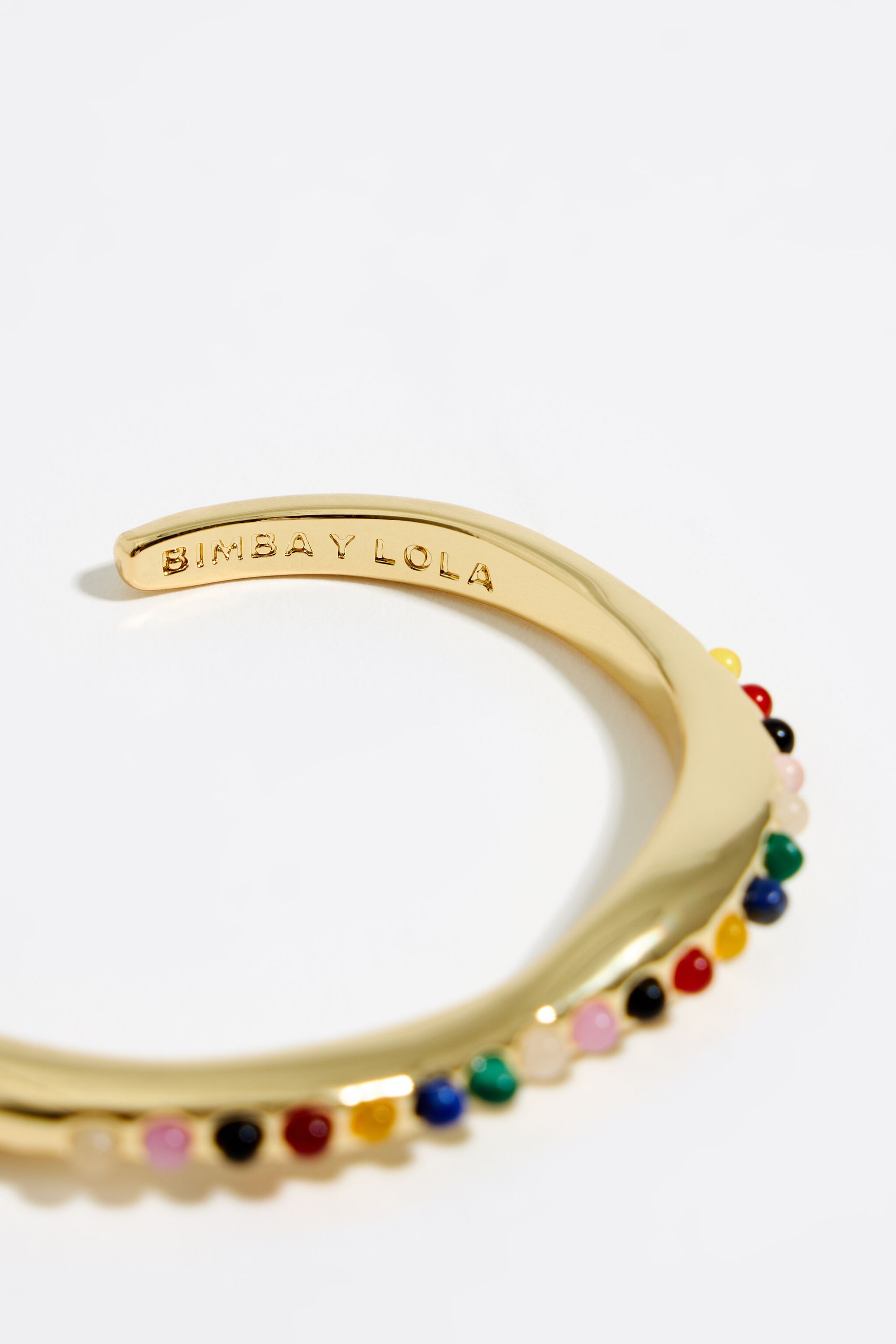 Multicolor gold stones rigid bracelet