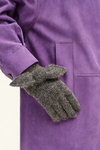 Gray wool blend bow glove