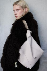 Medium ivory leather Paper bag