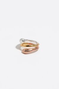 Three-tone textured spiral ring