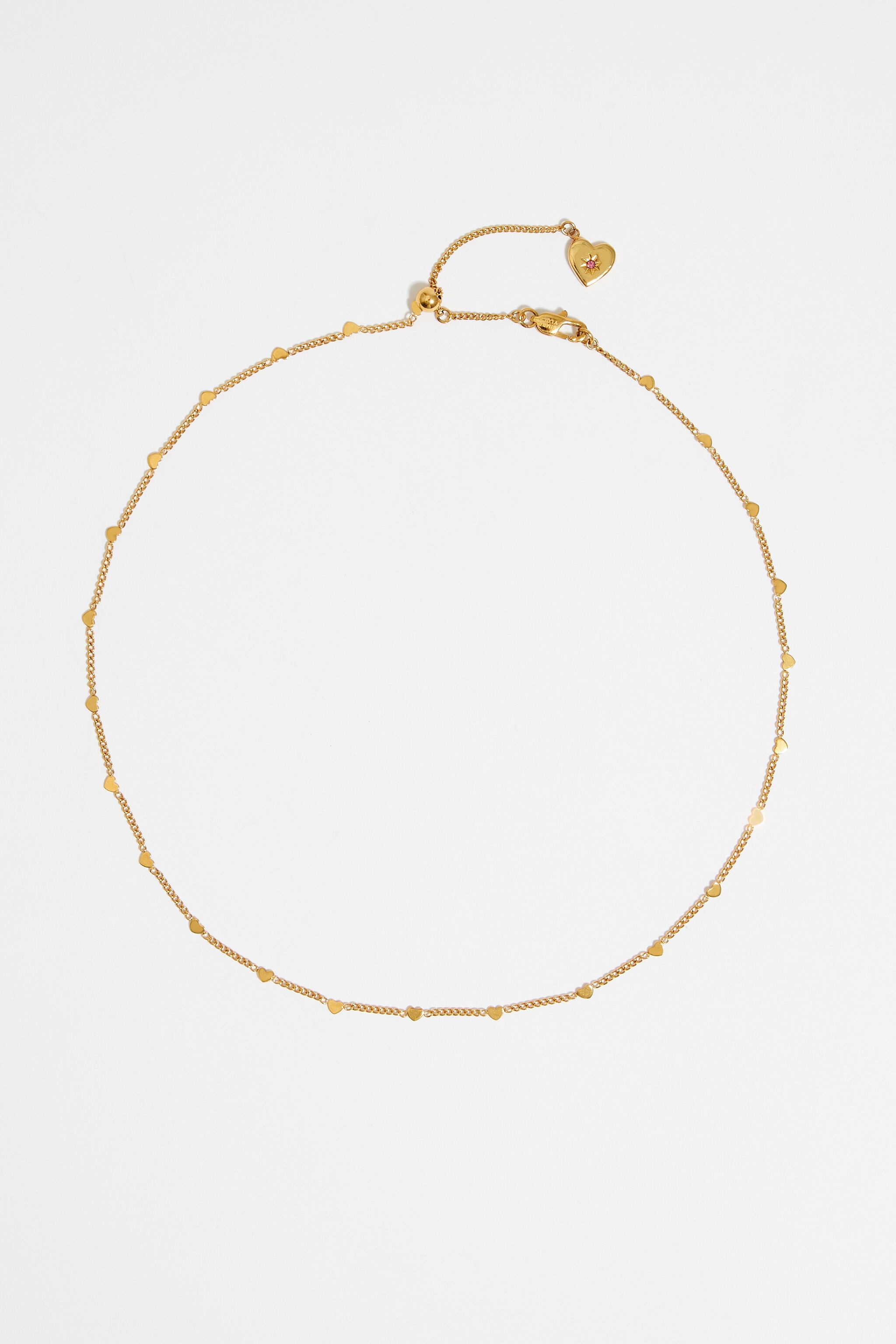 Gold steel hearts chain necklace