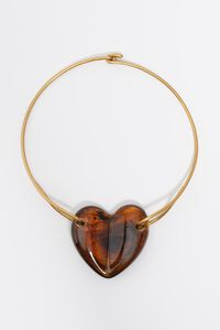 Amber resin heart choker necklace