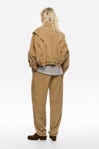 Oversize washed camel gathered jacket