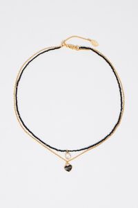 Triple-layer black heart logo necklace