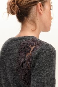 Dark gray melange mohair and lace cardigan