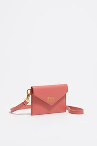 Bubblegum pink leather flap card holder