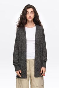 Dark gray melange long alpaca cardigan