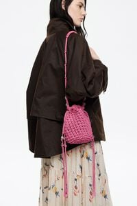 Dark pink mini braided Bucket bag