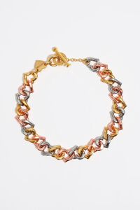 Three-tone heart chain necklace Three-tone heart chain necklace