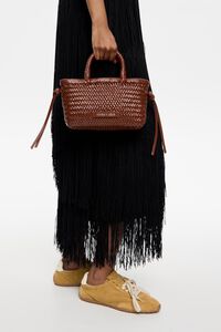 Walnut plaited leather mini bag