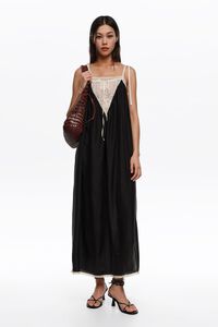 Black silk lace strappy dress