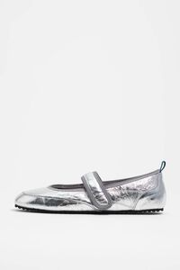 Silver leather sporty ballerina