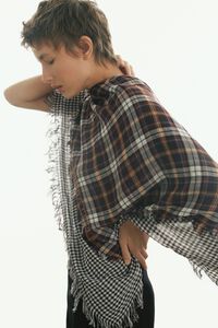 Patchwork shawl with tartan border