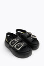 Black leather buckles platform sandal Black leather buckles platform sandal
