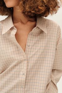 Sand checked low-cut shirt