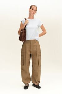 Light brown checked cargo trousers