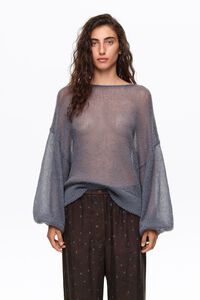 Light blue mohair boat-neck sweater