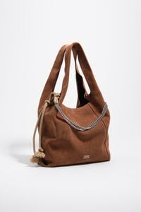 Chestnut large suede Paper bag