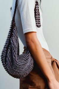 Small chocolate beaded crochet bag