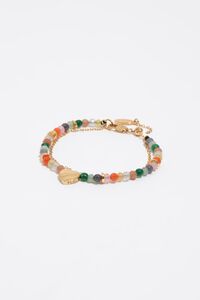 Stones and heart gold double bracelet