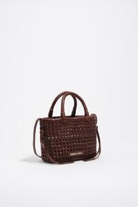 Walnut plaited leather mini bag