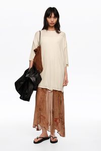 Underwater two-material dress with buttoned hem