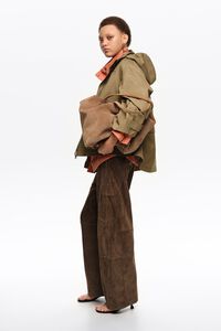 Large suede shopper bag in natural