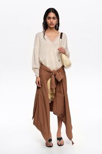 Long ivory linen cotton lace sweater