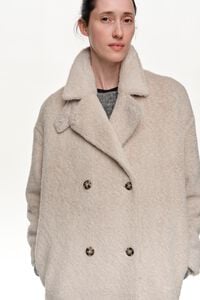Beige fur midi coat