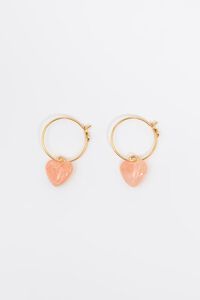Pink resin heart hoop earrings